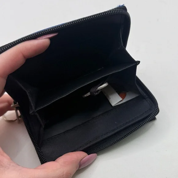 Vtg Looney Tunes Taz Embroidered Tasmanian Devil Blue Canvas Wallet Keychain Zip - Picture 3 of 12